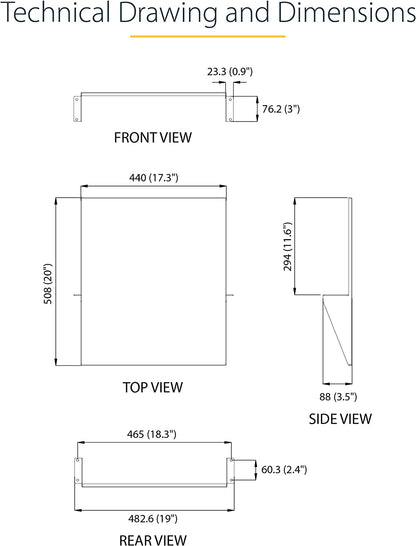 StarTech.com 2U 19" 2-Post Network Rack Cabinet Shelf - 20in Deep Center Mount Cantilever Tray Rackmount Shelf for AV/Data Equipment Enclosure w/Cage Nuts &amp; Screws 75lb Weight Capacity (CABSHF2POST2)