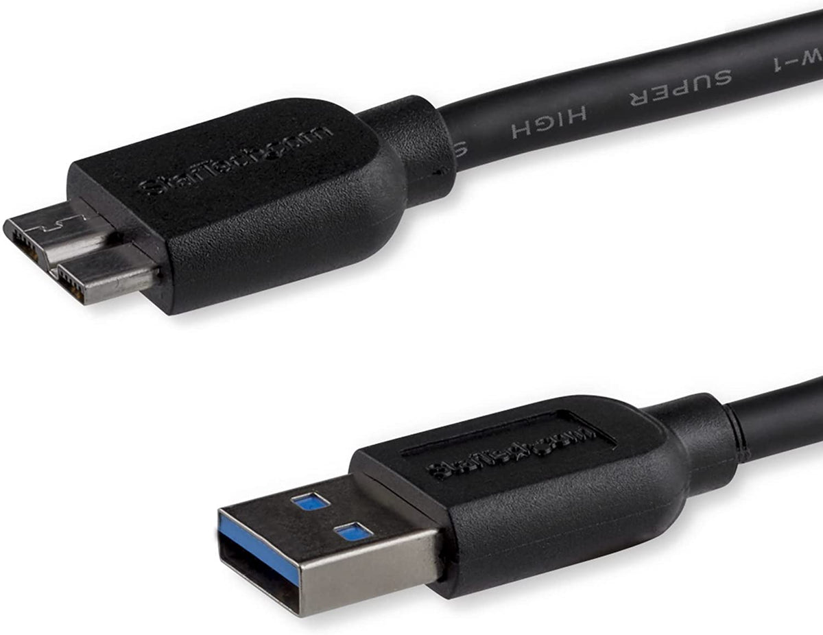StarTech.com 0.5m 20in Slim USB 3.0 A to Micro B Cable M/M - Mobile Charge Sync USB 3.0 Micro B Cable for Smartphones and Tablets (USB3AUB50CMS) 20in / 50cm
