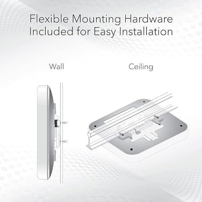 Netgear WAX610 802.11ax 1.76 Gbit/s Wireless Access Point - 2.40 GHz, 5 GHz - MIMO Technology - 1 x Network (RJ-45) - 2.5 Gigabit Ethernet - PoE Ports - Ceiling Mountable, Wall Mountable