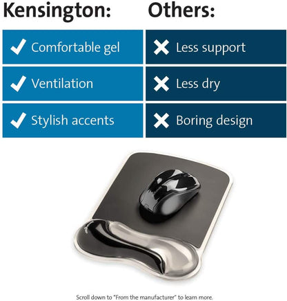 Kensington Duo Gel Mouse Pad with Wrist Rest - Gray (K62399US), Grey Grey Mouse Pad