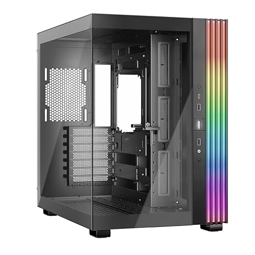 be quiet! Light Base 600 DX Black PC Case, Stunning Panoramic View, Show Case, Dual Chamber Design, Solid ARGB LED Strip, Inverted and Horizontal Usable, Backside Connector Design Black Light Base 600 DX