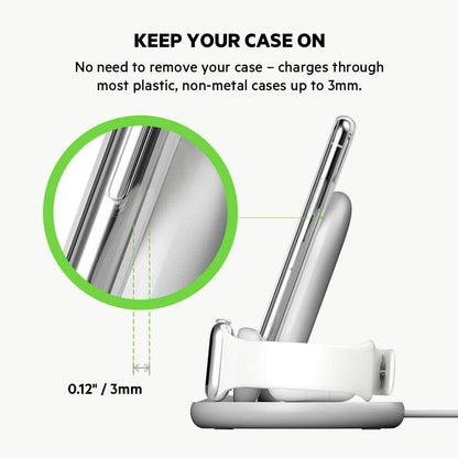 Belkin 3-in-1 Wireless Charger (Wireless Charging Station for iPhone, Apple Watch, AirPods) Wireless Charging Dock, iPhone Charging Dock, Apple Watch Charging Stand, White (WIZ001ttWH) White Charger