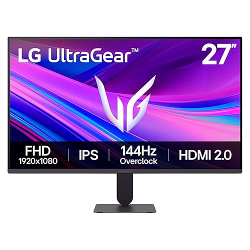 LG 27G411A-B 27-inch Ultragear Full HD (1920 x 1080) IPS Gaming Monitor, 144Hz (O/C), 1ms MBR, NVIDIA G-Sync Compatible, AMD FreeSync, HDR10, HDMI, DisplayPort, Slim Stand, Black 27" 144Hz FHD 1920 x 1080