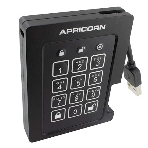 Apricorn Aegis Padlock 480 GB SSD 256-Bit, FIPS 140-2 Level 2 Validated Ruggedized USB 3.0 Encrypted External Portable Drive (ASSD-3PL256-480F) 480GB