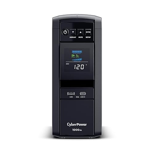 CyberPower CP1000PFCLCDTAA PFC Sinewave UPS System, 1000VA/600W, 10 Outlets, AVR, Mini Tower, TAA Certified