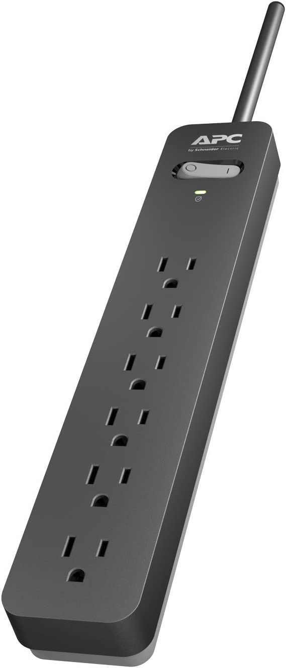 APC Surge Protector with Extension Cord 10 Ft, PE610, 6-Outlets, 1080 Joule, Long Power Strip Black 10' Cord