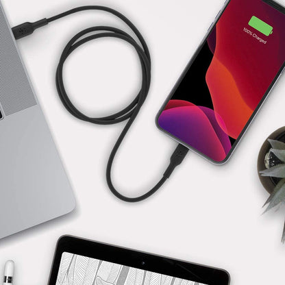 Belkin USB-C to Lightning Cable (iPhone Fast Charging Cable for iPhone 8 or later) Boost Charge MFi-Certified iPhone USB-C Cable, 3ft/1m, Black, Model: CAA003bt1MBK Black 3.3 ft PVC USB C Cable