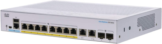 Cisco Business CBS250-8P-E-2G Smart Switch | 8 Port GE | PoE | Ext PS | 2x1G Combo | Limited Lifetime Protection (CBS250-8P-E-2G-NA) 8-port GE / PoE+ / 67W / 2 x GE uplinks / External Power Supplier Switch