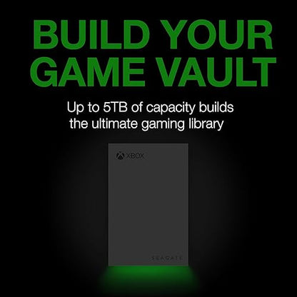 Seagate Game Drive for Xbox 5TB External Hard Drive Portable HDD - USB 3.2 Gen 1, Black with Built-in Green LED bar, Xbox Certified, 3 Year Rescue Services (STKX5000403)
