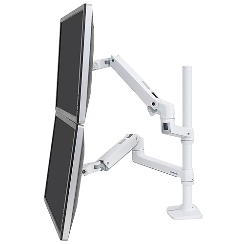 Ergotron – LX Vertical Stacking Dual Monitor Arm, VESA Desk Mount – for 2 Monitors Up to 40 Inches, 7 to 22 lbs Each – Tall Pole, White White 23 Inch Pole