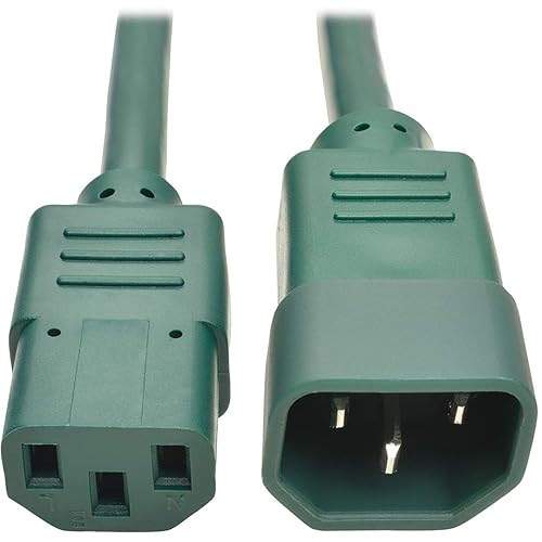 Tripp Lite P005-002-AGN 2' Heavy Duty Power Extension Cord, C14-C13, 15A, 14 AWG, Green