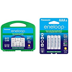 Panasonic K-KJ17MCC82A 4-Position Charger with 2 AAA &amp; 8 AA eneloop Batteries &amp; 2 C &amp; 2 D Spacers Power Pack Power Pack