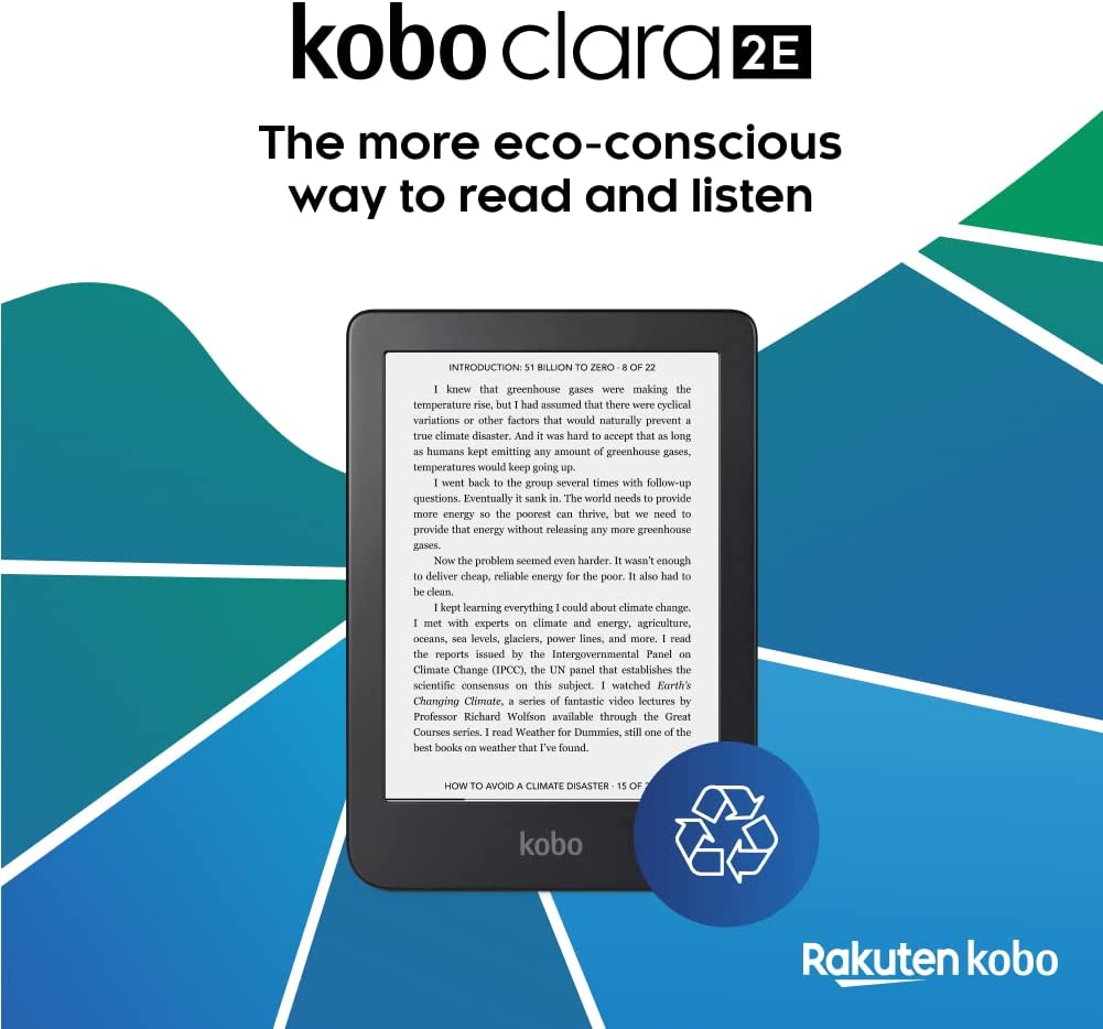 Kobo Clara 2E | eReader | Glare-Free 6” HD Touchscreen | ComfortLight PRO Blue Light Reduction | Adjustable Brightness | WiFi | 16GB of Storage | Carta E Ink Technology | Waterproof