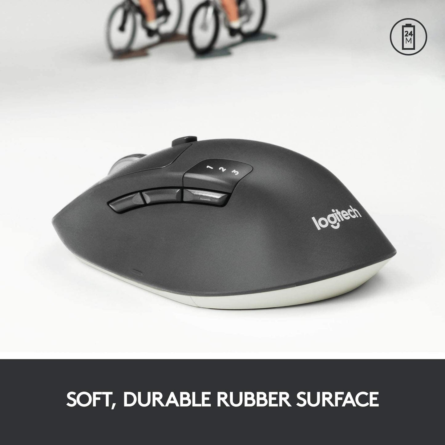 Logitech M720 Triathalon Multi-Device Wireless Mouse – Easily Move Text, Images and Files Between 3 Windows and Apple Mac Computers Paired with Bluetooth or USB, Hyper-Fast Scrolling, Black