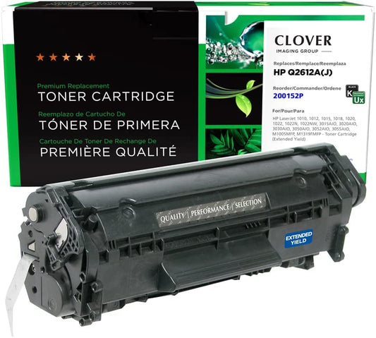 Clover imaging group Clover Remanufactured Toner Cartridge Replacement for HP Q2612A | Black | Extended Yield