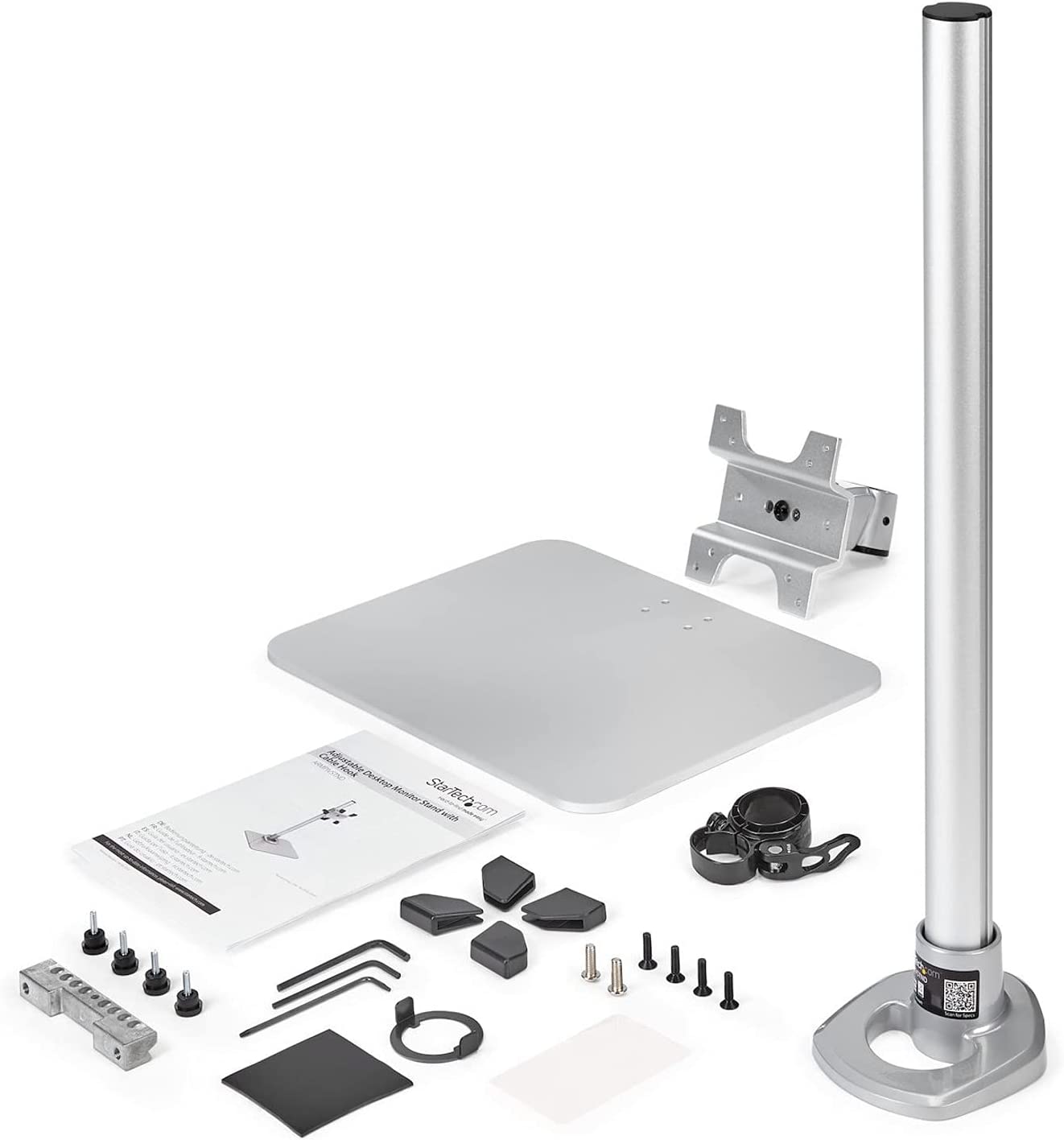 StarTech.com Single Monitor Stand - Adjustable - Supports Monitors 12'' to 34'' - Premium - Single Screen VESA Monitor Mount Stand - Silver (ARMPIVSTND)