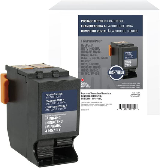 Clover imaging group Clover Replacement Postage Meter Cartridge for Quadient Hasler ISINK4HC, IMINK4HC, 4145711Y, ININK67HC | Red