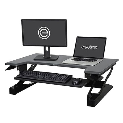 Ergotron – WorkFit-T Standing Desk Converter, Dual Monitor Sit Stand Desk Riser for Tabletops – 35 Inch Width, Black 35 wide Black