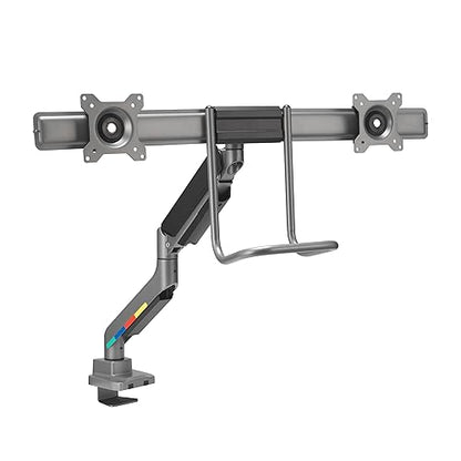 Kensington SmartFit K58272WW Dual Monitor Arm, Adjustable Gas Spring Monitor Arm, Ergonomic Computer PC Screen Stand, Handle for 19-32 Inch Monitors (9 kg Each), VESA 75/100 mm, 360° Rotation Black 2 Monitore mit Griff