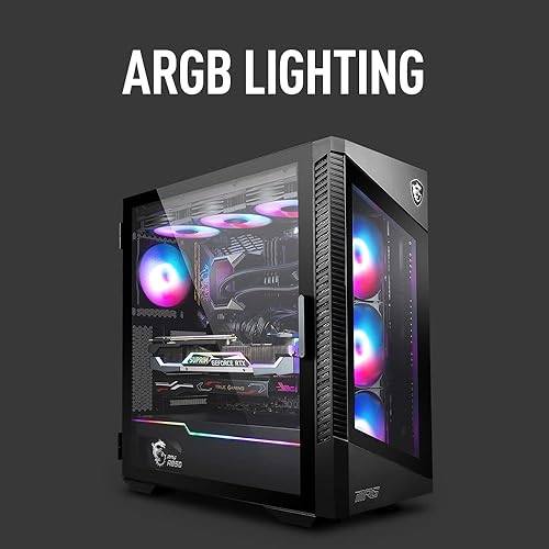 MSI MPG Velox 100R - Mid-Tower Gaming PC Case: Tempered Glass Side Panel, 4 x 120mm ARGB Fans, Liquid Cooling Support up to 360mm Radiator, Mesh Panel for Optimized Airflow