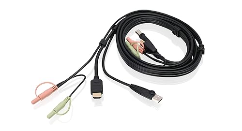 IOGEAR 6ft HDMI KVM Cable with USB and Audio (TAA Compliant) - 6 ft KVM Cable for KVM Switch, Monitor, Speaker, Keyboard/Mouse - First End: 1 x USB 2.0 Type B - Male, 2 x Mini-phone Audio, 1 x 19-pin HDM Digital Audio/Video - Male