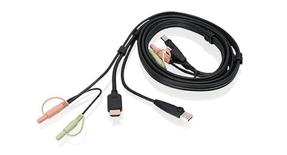 IOGEAR 6ft HDMI KVM Cable with USB and Audio (TAA Compliant) - 6 ft KVM Cable for KVM Switch, Monitor, Speaker, Keyboard/Mouse - First End: 1 x USB 2.0 Type B - Male, 2 x Mini-phone Audio, 1 x 19-pin HDM Digital Audio/Video - Male