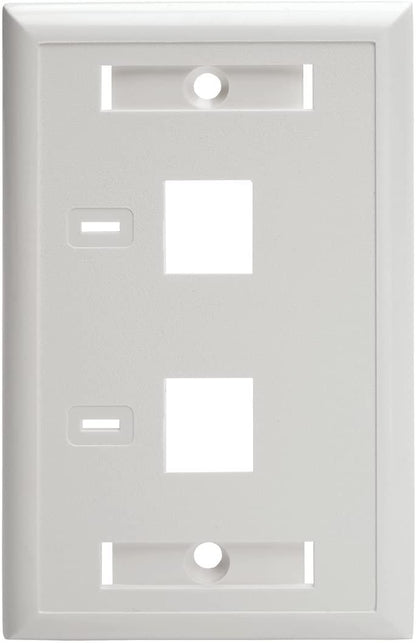 Tripp Lite Dual Outlet RJ45 Universal Keystone Face Plate / Wall Plate White, 2-Port(N042-001-WH)