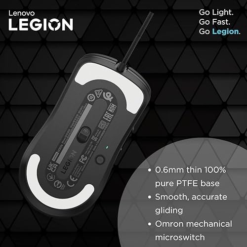 Lenovo Legion M300s RGB Wired Gaming Mouse - 8,000 DPI Adjustable Sensor, 6 Programmable Buttons & 20-Million Clicks Durability with Optimized Comfort (Black) Compact |Ambidextrous M300s Black