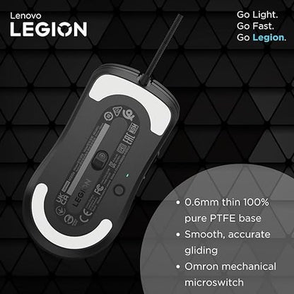 Lenovo Legion M300s RGB Wired Gaming Mouse - 8,000 DPI Adjustable Sensor, 6 Programmable Buttons & 20-Million Clicks Durability with Optimized Comfort (Black) Compact |Ambidextrous M300s Black