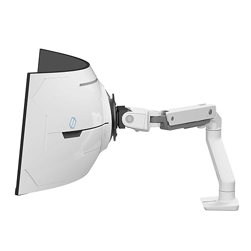 Ergotron - HX VHD Premium Heavy Duty Gaming Monitor Arm, Single Monitor Desk Mount – for 1000R Curved Ultrawide Monitors Up to 57 Inches, 9-14 Inches Depth, VESA 75x75mm or 100x100mm – White White VHD Pivot
