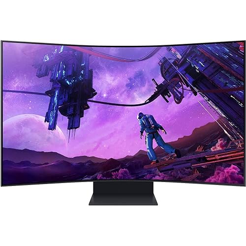 SAMSUNG Odyssey Ark 55-Inch Curved Gaming Screen, 4K UHD 165Hz 1ms (GTG) Quantum Mini-LED Gamer Monitor w/Cockpit Mode, Sound Dome Technology, Multi View, HDR10+ (S55BG970NN) 2022 LS55BG970NNXGO 55 inch