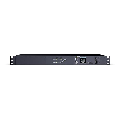 CyberPower PDU24004 Metered ATS PDU, 200-240V, 15A (Derated to 12A), 12 Outlets, 1U Rackmount