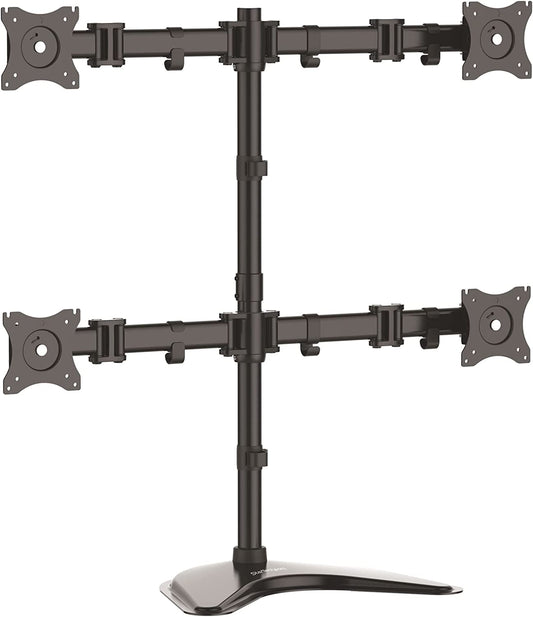 StarTech.com Quad Monitor Stand - Articulating - Supports Monitors 13” to 27” - Adjustable VESA Four Monitor Stand for 4 Screen Setup - Steel - Black (ARMBARQUAD) Up to 27" Quad Monitor Black