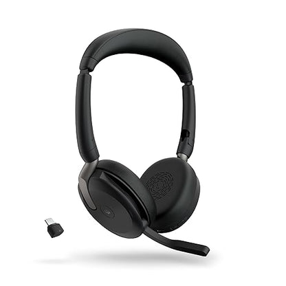 Jabra Evolve2 65 Flex Wireless Stereo Headset - Bluetooth, Noise-Cancelling Jabra ClearVoice Technology & Hybrid ANC - Certified for Microsoft Teams - Black USB-C MS Teams