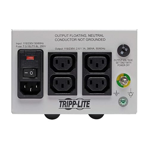 Tripp Lite By Eaton Isolator Series Dual-voltage 115/230v 300w 60601-1 Medical-grade Isolation Transformer, C14 Inlet, 4 C13 Outlets - 300 Va - 120 V Ac, 230 V Ac Input - 115 V Ac, 230 V Ac Output