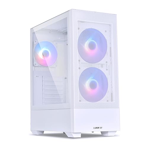 LIAN LI High Airflow ATX PC Case, RGB Gaming Computer Case, Mesh Front Panel Mid-Tower Chassis w/ 3 ARGB PWM Fans Pre-Installed, USB Type-C Port, Tempered Glass Side Panel (LANCOOL 205 MESH C, White) LANCOOL 205 MESH RGB - TYPE C - ATX - White