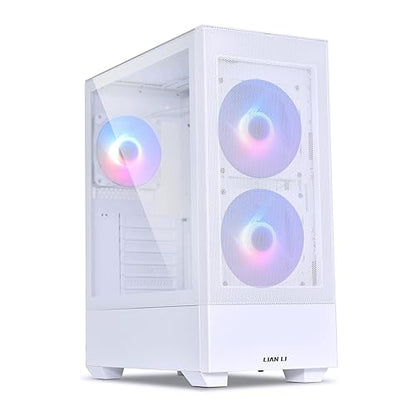 LIAN LI High Airflow ATX PC Case, RGB Gaming Computer Case, Mesh Front Panel Mid-Tower Chassis w/ 3 ARGB PWM Fans Pre-Installed, USB Type-C Port, Tempered Glass Side Panel (LANCOOL 205 MESH C, White) LANCOOL 205 MESH RGB - TYPE C - ATX - White