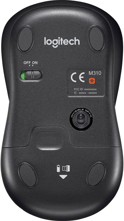 Logitech M310 Wireless Laser Mouse 3 Buttons 2.4 GHz, Black (910-004277)