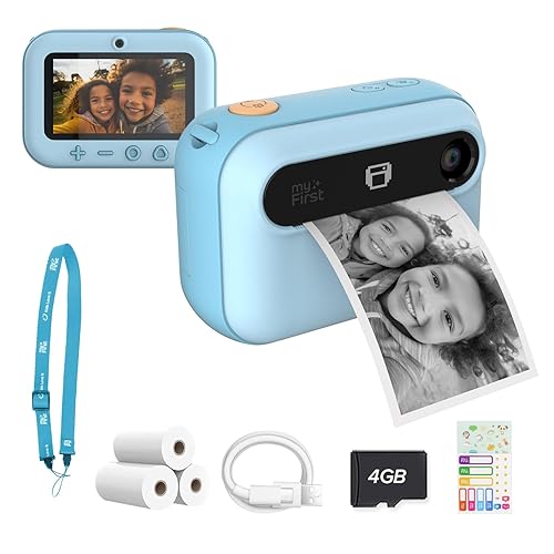 myFirst Camera Insta 20 - Instant Print Digital Camera for Kids with 16MP Photos 1080P, Birthday Gift for Kids 4-12, Selfie Lens, Unlimited Printing, Micro SD Card (Blue)