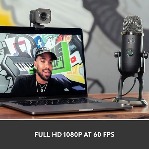 Logitech StreamCam Plus Webcam with Tripod Mount (Graphite), 1080p