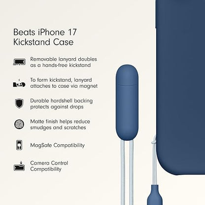Beats iPhone 17 Kickstand Case with MagSafe & Camera Control, Built in Stand & Lanyard, Matte Finish with Microfibre Lining – Bedrock Blue iPhone 17 Kickstand Bedrock Blue