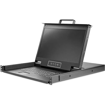 StarTech.com Rackmount KVM Console HD 1080p - Single Port VGA KVM with 17 LCD Monitor for Server Rack - Fully Featured 1U LCD KVM Drawer w/Cables & Hardware - USB Support - 50,000 MTBF (RKCONS17HD) Console