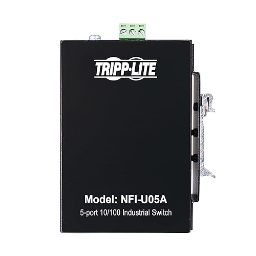 Tripp Lite 5-Port Industrial Ethernet Switch with Ethernet/IP Quality of Service (EIP QoS), 100 Mbps, Unmanaged, DIN Rail & Wall Mounting, -40° to 75°C Temperature Range, 3-Year Warranty (NFI-U05A)