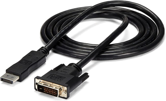 StarTech.com 6ft (1.8m) DisplayPort to DVI Cable - DisplayPort to DVI Adapter Cable 1080p Video - DisplayPort to DVI-D Cable Single Link - DP to DVI Monitor Cable - DP 1.2 to DVI Converter (DP2DVIMM6) 2m (6ft) Standard Packaging