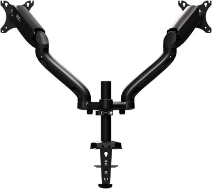 AOC AD110D0 - Dual Computer Monitor Arm Mount, Gas Struts Supporting up to 19.4 lbs and up to 27" on Each arm. Grommet and C-clamp mounts Included. Easy Swivel, tilt, Rotate for Ergonomic Setup.