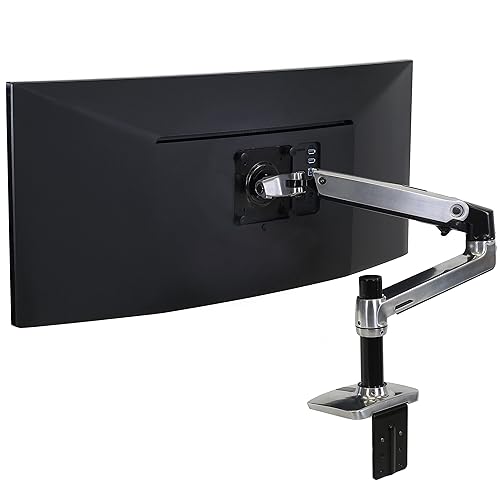 Ergotron – LX Premium Single Monitor Arm, VESA Desk Mount – for Monitors Up to 34 Inches, 7 to 25 lbs – Polished Aluminum Polished Aluminum 8 Inch Pole