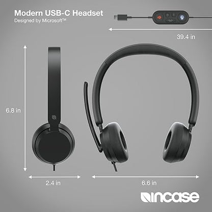 Incase Modern USB-C Headset - Designed by Microsoft - Wired USB-C Connection, On-Ear Stereo Headphones, Noise Cancelling Mic & Volume Controls, Teams Certified, Optimized Mic & Speakers - Mac/Windows