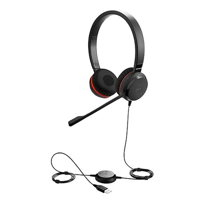 Jabra Evolve 30 II Wired Headset, Stereo, MS-Optimized – Telephone Headset with Superior Sound for Calls and Music – 3.5mm Jack/USB Connection – Pro Headset with All-Day Comfort Stereo Skype Optimized Headset