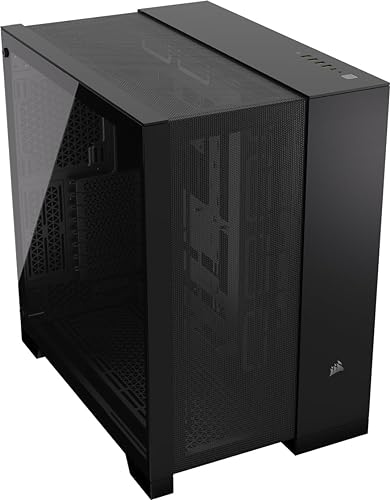 CORSAIR 6500D Airflow Mid-Tower ATX Dual Chamber PC Case – Tempered Glass – Reverse Connection Motherboard Compatible – No Fans Included – Black Airflow Black