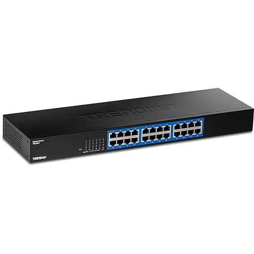 TRENDnet 24-Port Gigabit Switch, TEG-S25, 24 x Gigabit RJ-45 Ports, 48Gbps Switching Capacity, Fanless Design, Metal Enclosure, Internal Power Supply, Lifetime Protection, Black